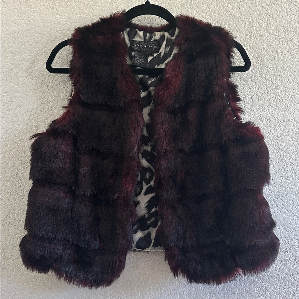 Live a Little Faux Fur Vest in Merlot